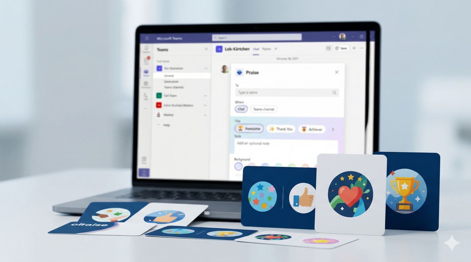 Illustration zu Microsoft Teams Praise App – eigene Lob-Kärtchen erstellen