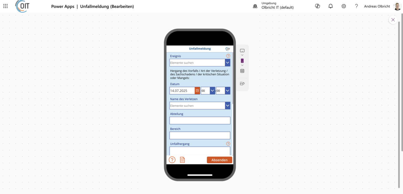 OIT GmbH – Screenshot aus dem Unternehmensbereich
