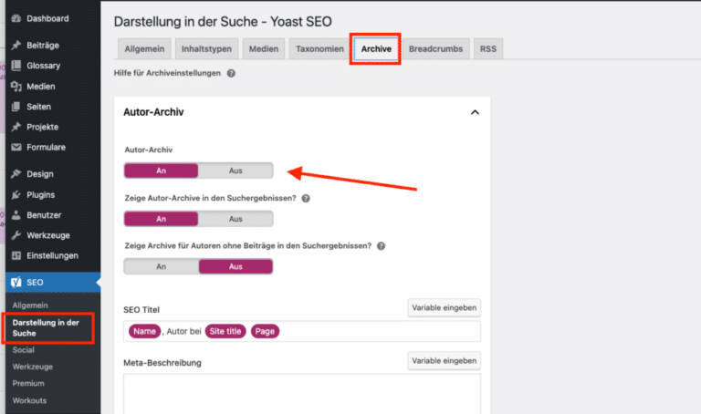 Autorenseite für Google in WordPress deaktivieren