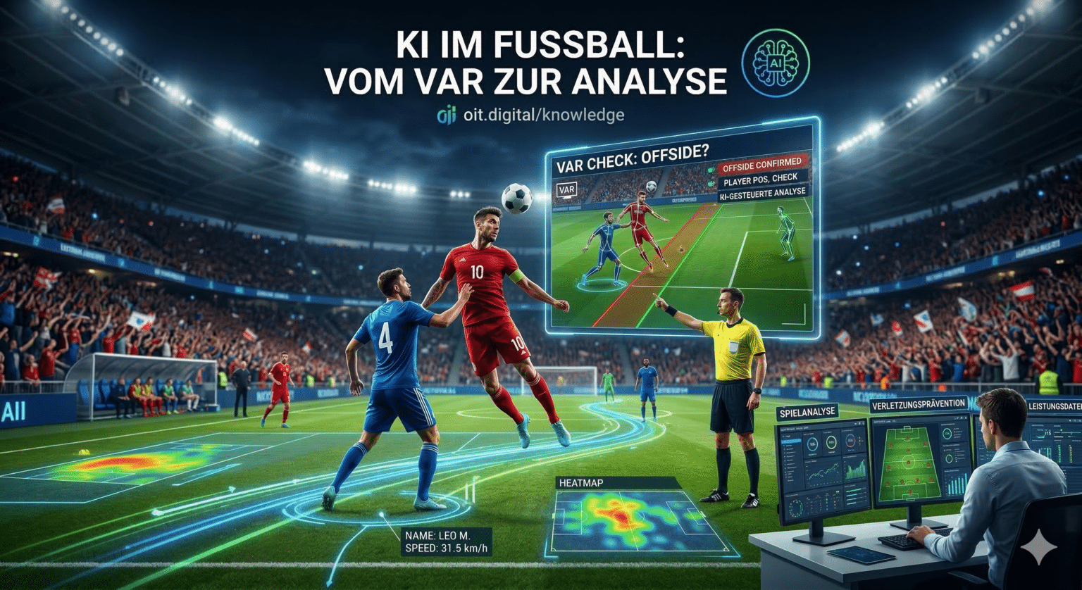 Illustration: KI-Nutzung bei Fußballspielen: Vom VAR bis zur Spielanalyse – OIT GmbH