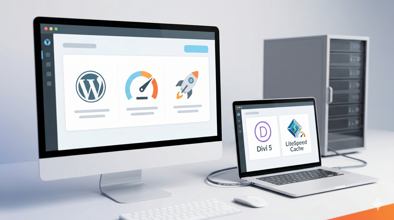 Illustration: WordPress PageSpeed optimieren: Divi 5, LiteSpeed Cache und OIT WordPress Hosting 2.0 richtig konfigurieren – OIT GmbH