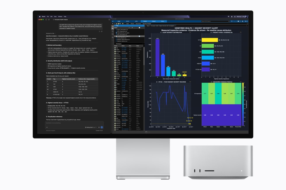 Mac Studio M5 Ultra mit LM Studio und MATLAB fuer lokale KI, Quelle Apple Newsroom