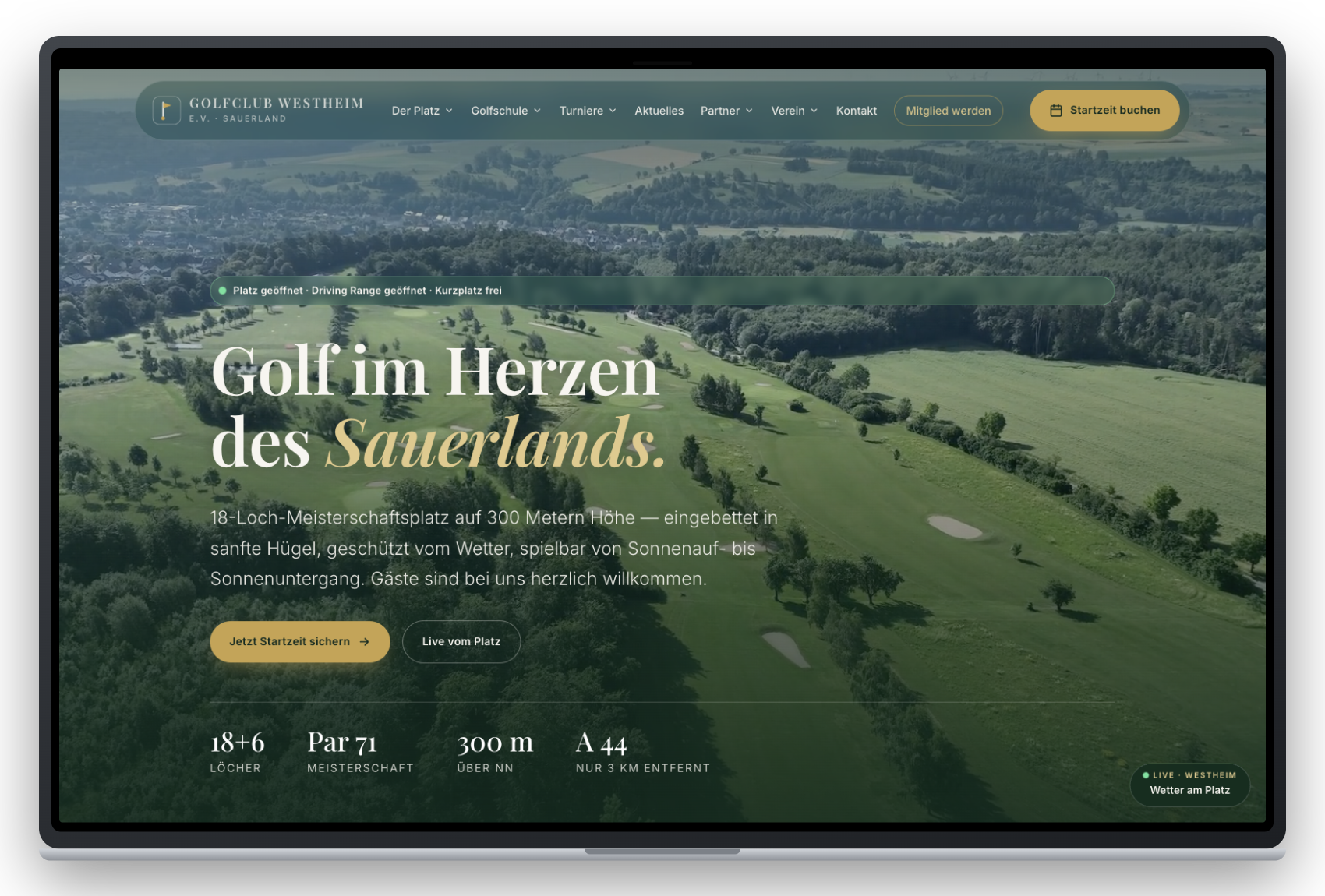 Website des Golfclub Westheim e.V. auf dem MacBook Pro