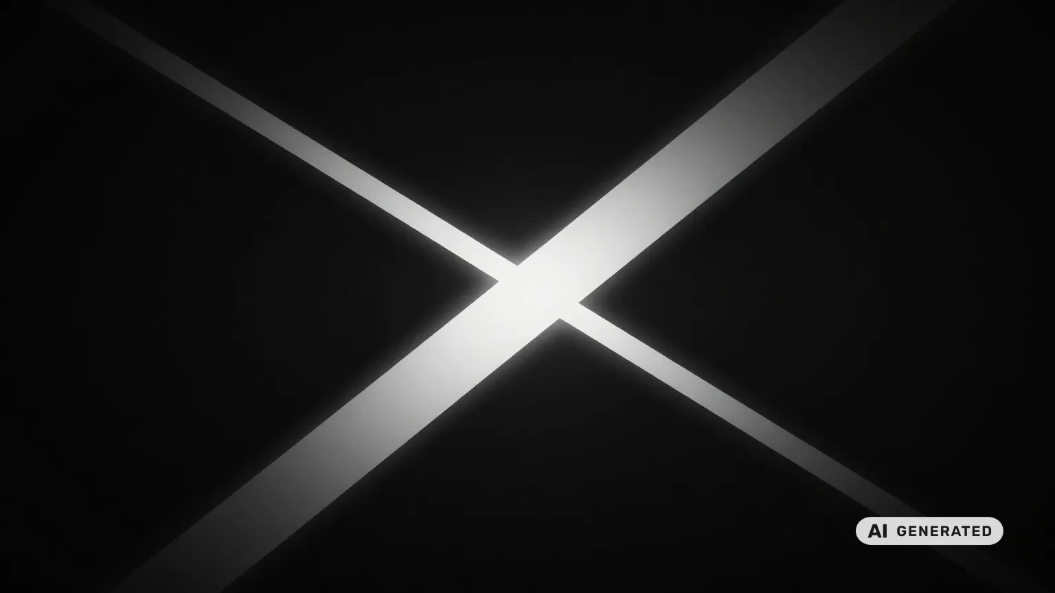 Schwarz-weißes X aus Lichtstrahlen – xAI/Grok