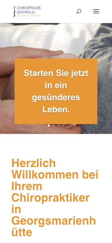 Website Chiropraxis Sperfeld – Mobile-Ansicht