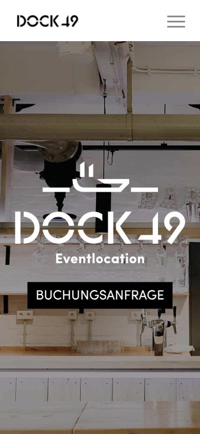 Website DOCK49 – Eventlocation Osnabrück – Mobile-Ansicht