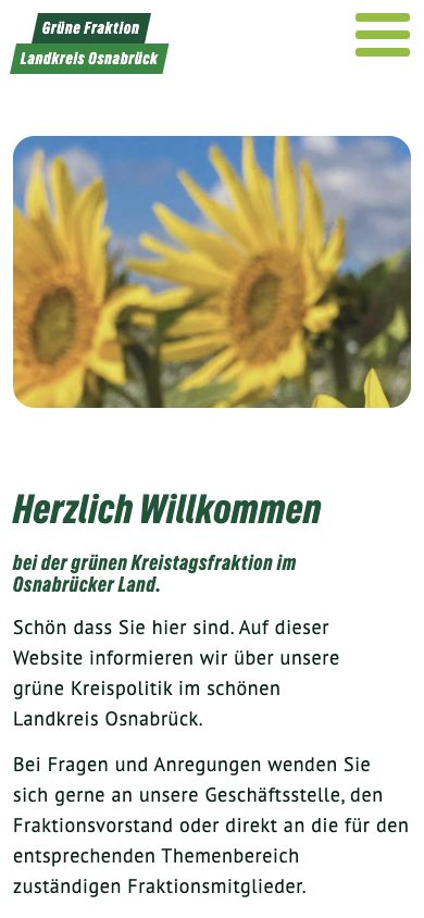 Website Kreistagsfraktion Bündnis 90/Die Grünen Osnabrücker Land – Mobile-Ansicht