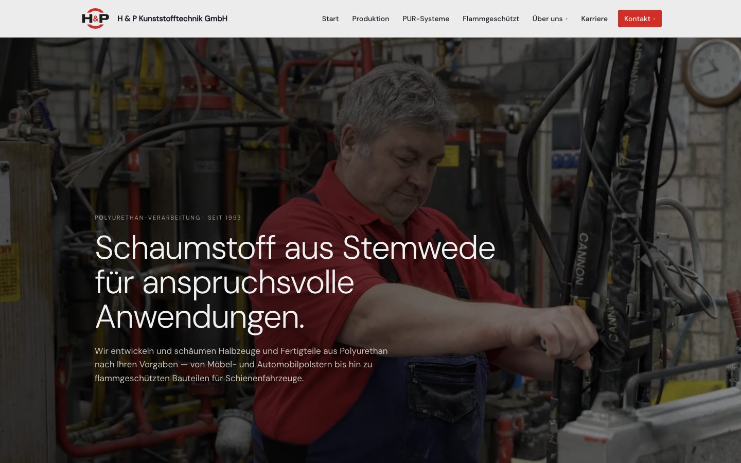Website H & P Kunststofftechnik GmbH – Desktop-Ansicht