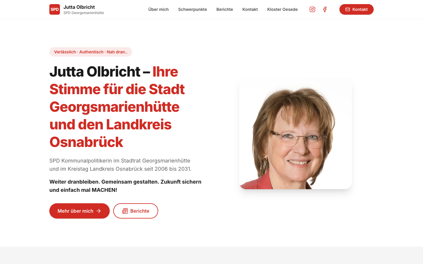 Website Jutta Olbricht – Desktop-Ansicht