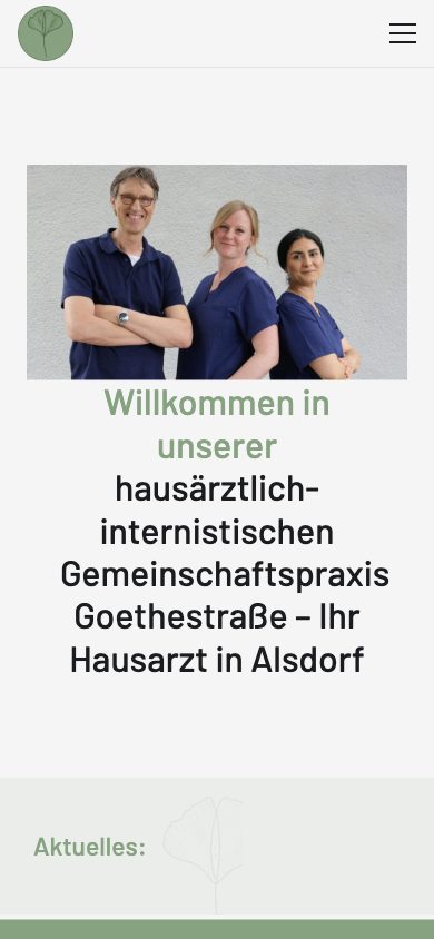 Website Gemeinschaftspraxis Goethestraße Alsdorf – Mobile-Ansicht