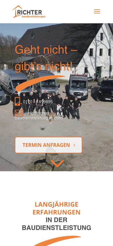 Website Richter Baudienstleistungen – Mobile-Ansicht