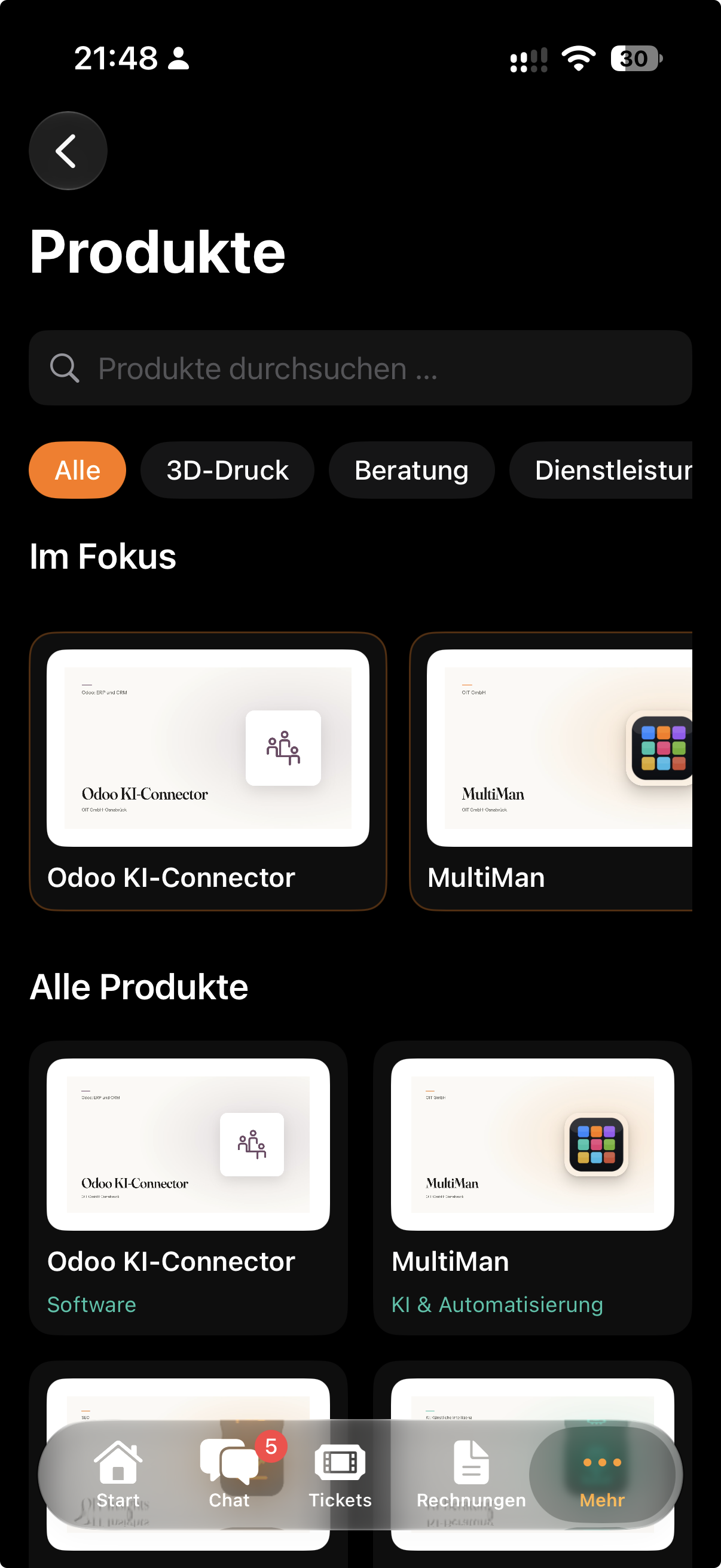OIT App - Produkte