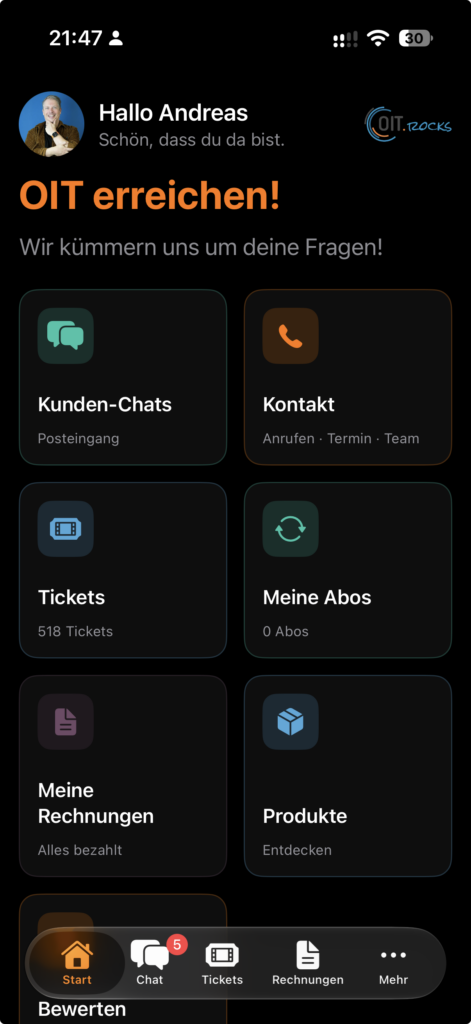 OIT App – Startseite